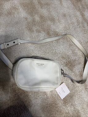 kate spade White Pebbled Leather Oval Crossbody Belt Bag
